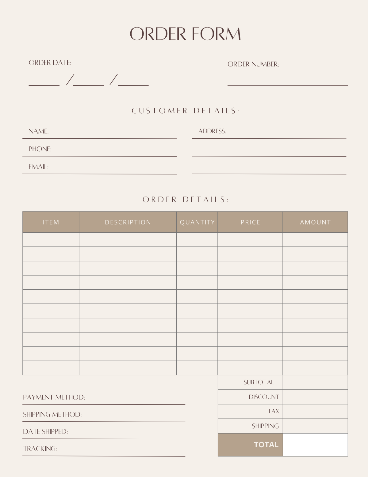 Editable Order Form: Business Form | Small business order form | Crafters Order Form Template | Printable order form | Business order form