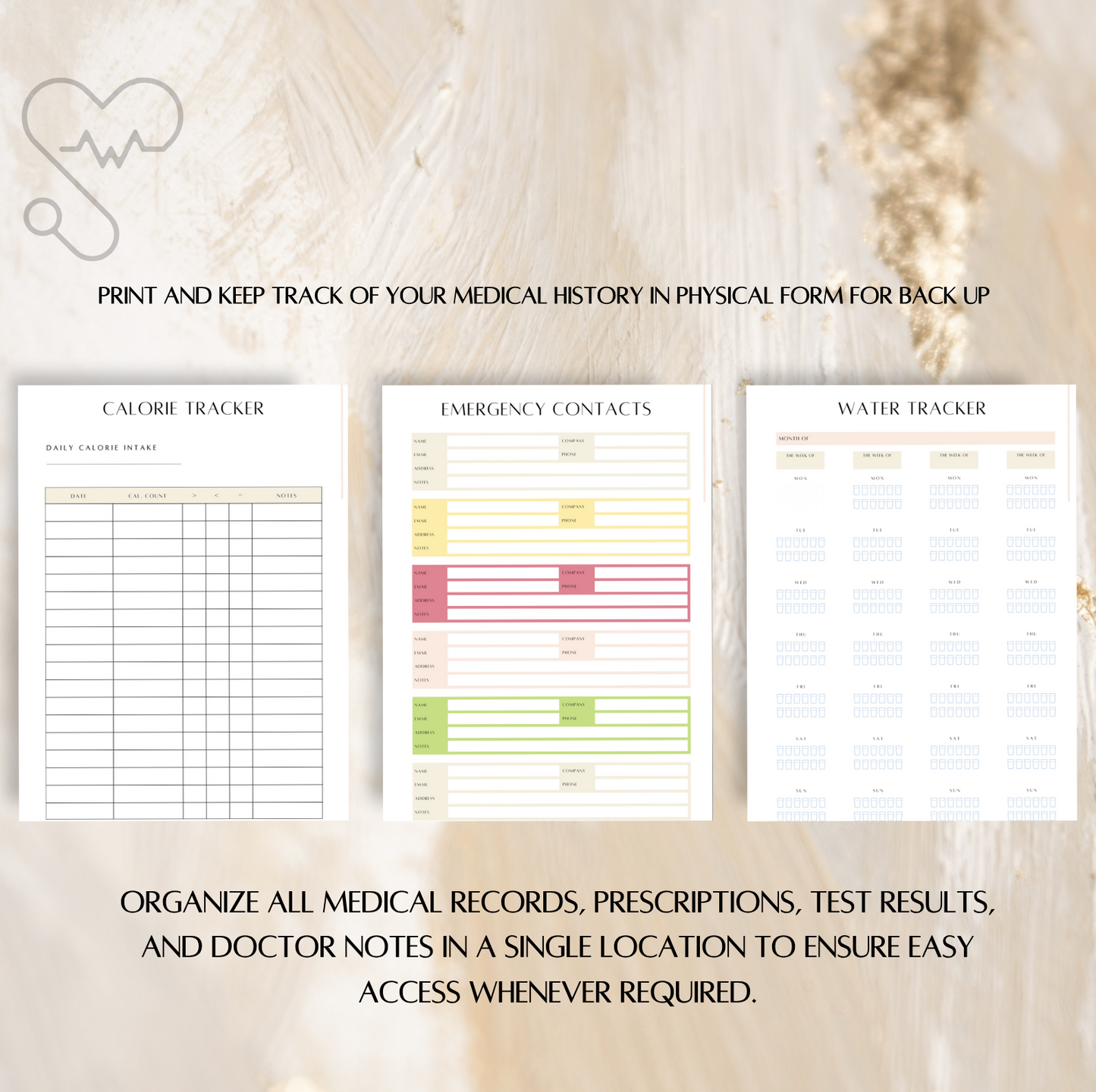 Digital medical tracker, Printable health tracker planner, Chronic illness binder, Medication tracker printable, Doctor visit planner,A4 PDF