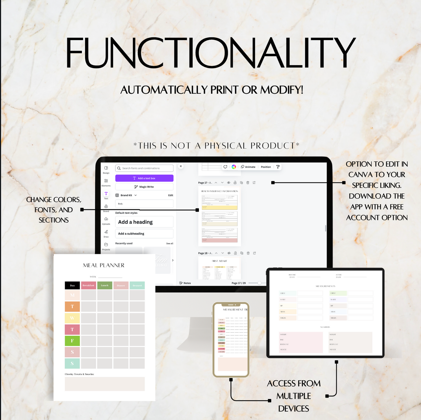 Weight loss planner, meal planner, undated planner, weight loss tracker, printable planner, nutrition template
