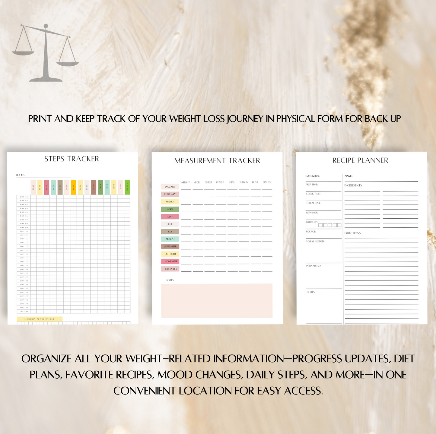 Weight loss planner, meal planner, undated planner, weight loss tracker, printable planner, nutrition template