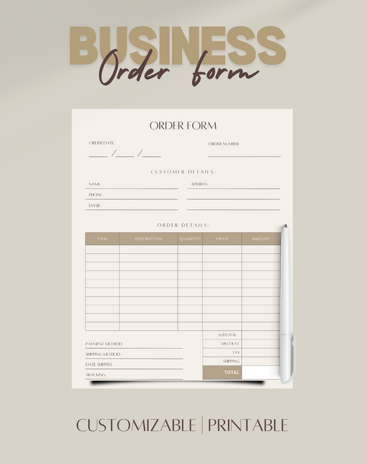 Editable Order Form: Business Form | Small business order form | Crafters Order Form Template | Printable order form | Business order form