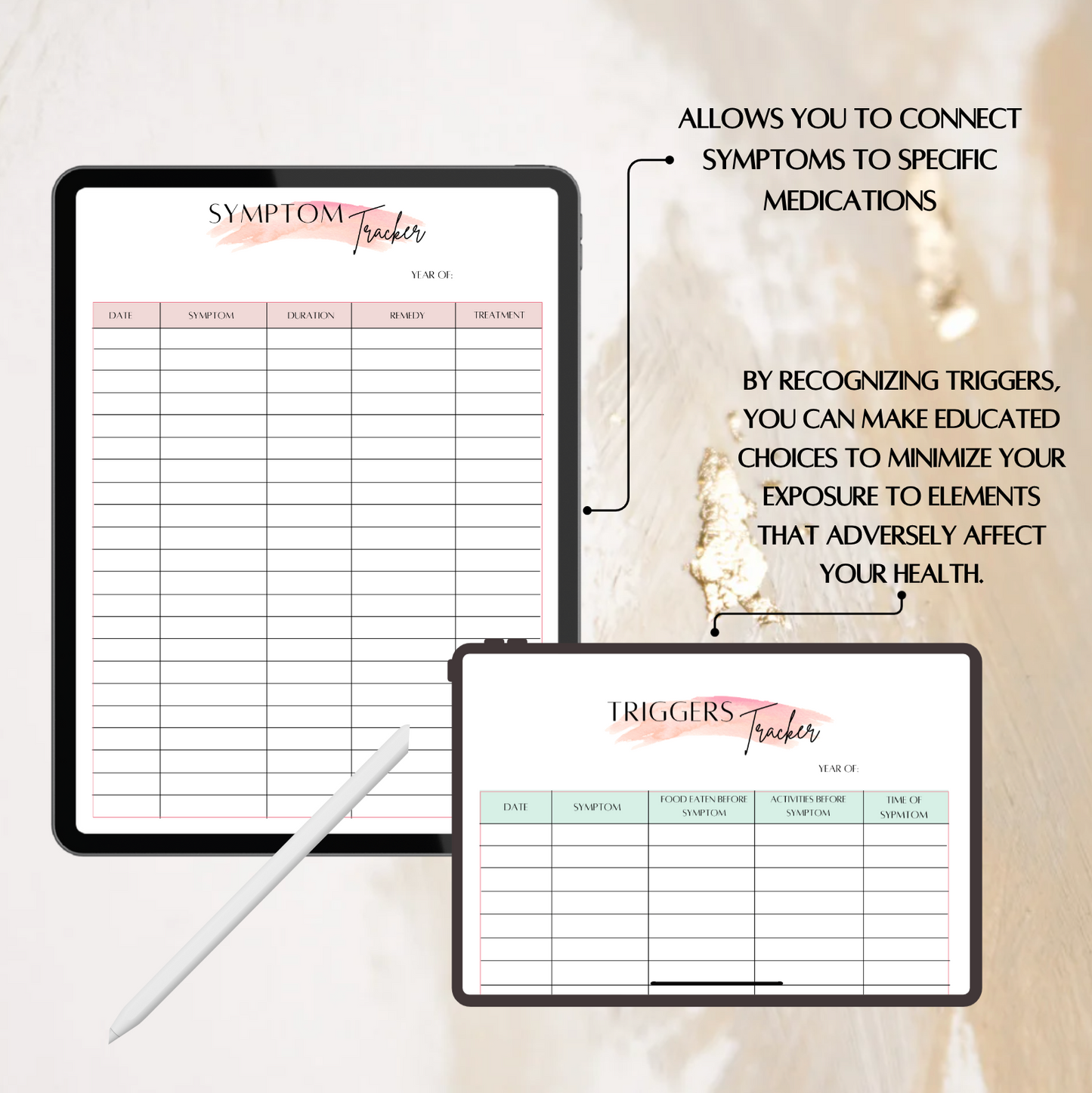 Printable symptom tracker, Medication tracker, Health tracker, Health & wellness planner bundle, Printable PDF, A4 canva