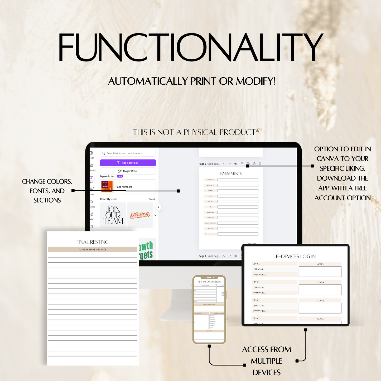 End of life planner printable, Emergency binder, Life planner binder, Funeral planner pdf, Printable medical binder, Home management planner